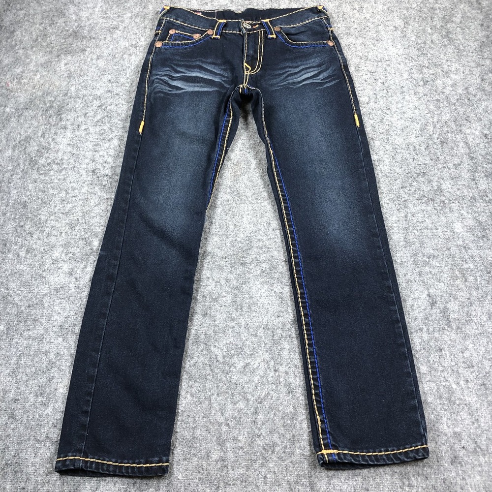 True Religion Ricky Jeans Mens 29x30 Blue Dark Wash Relaxed Straight Y2K Denim